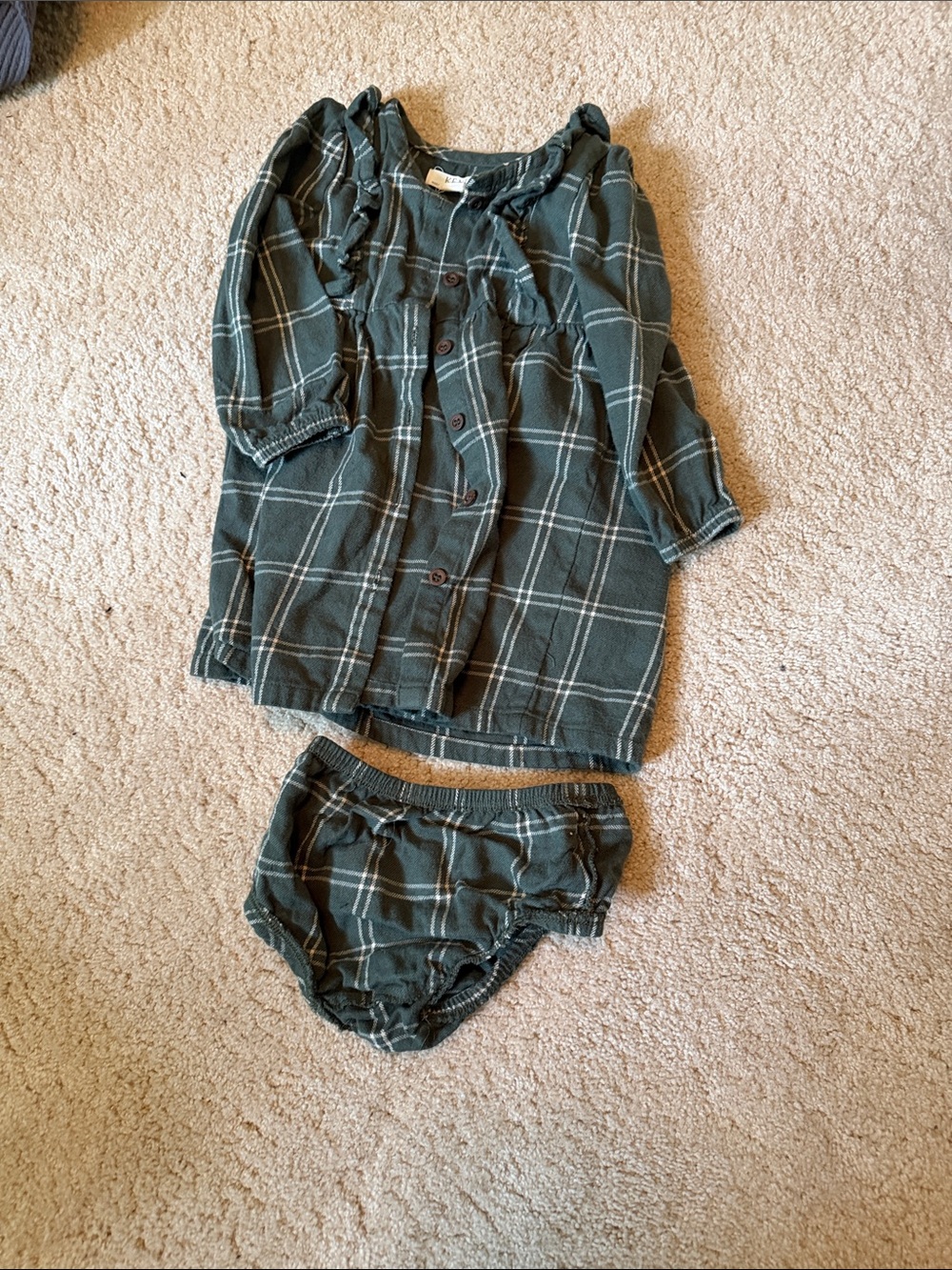 KENDI Baby Plaid Button-Front Dress - Dark Green Plaid
